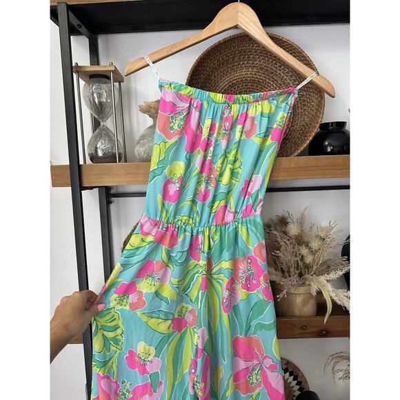 Lilly Pulitzer Size XS Strapless Wide Leg Elastic Waist Jumpsuit - Picture 3 of 8